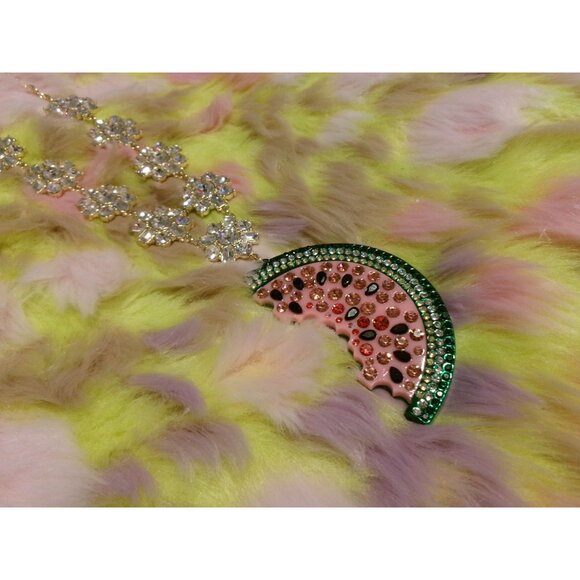 NEW Betsey Johnson Bling Watermelon Pendant Necklace - Picture 6 of 12